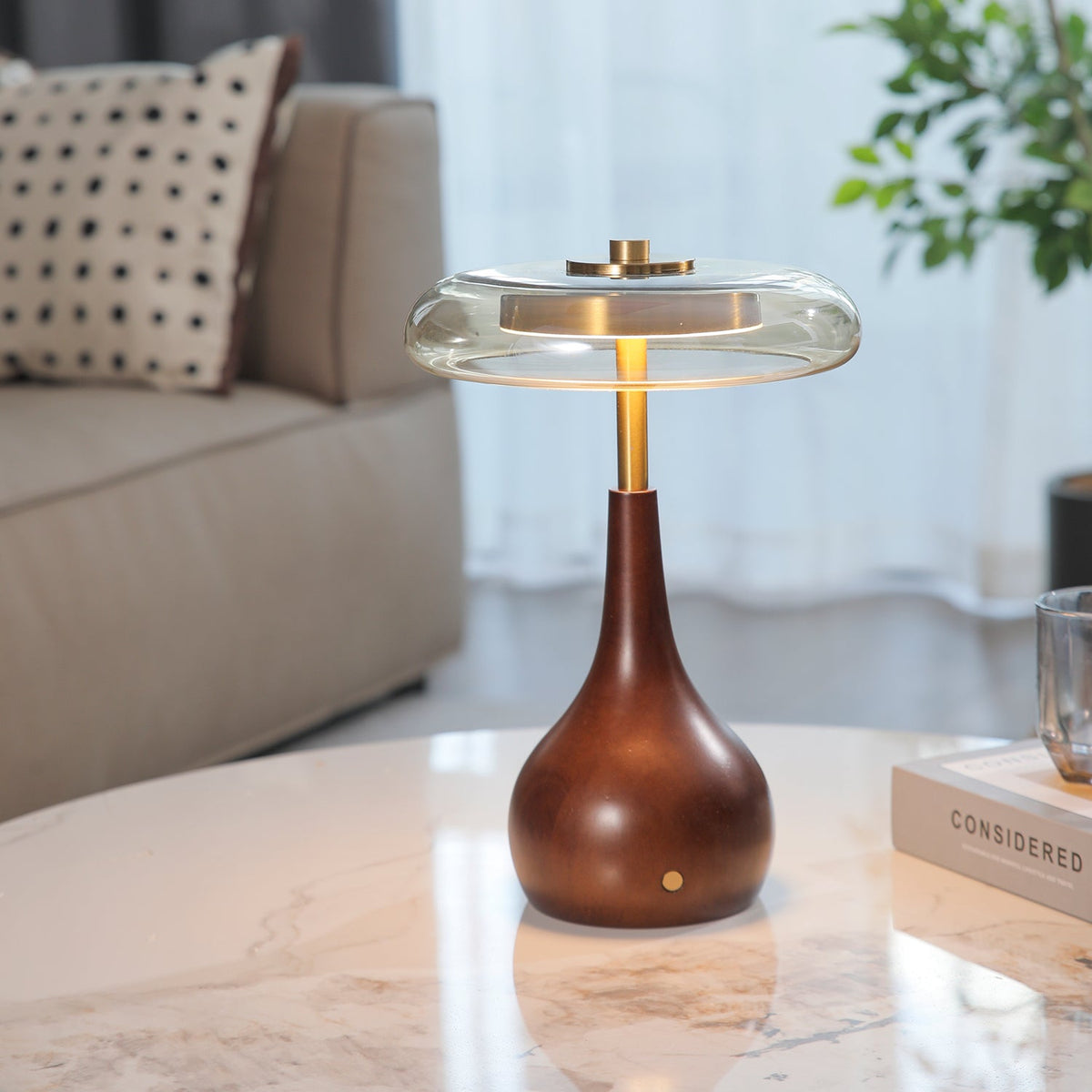 Airdes lámpara de mesa de madera vintage