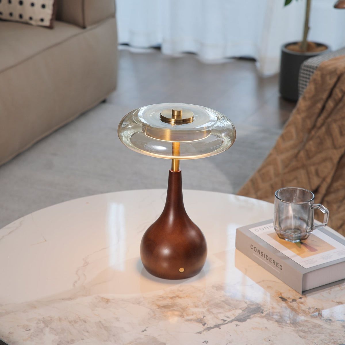 Airdes lámpara de mesa de madera vintage