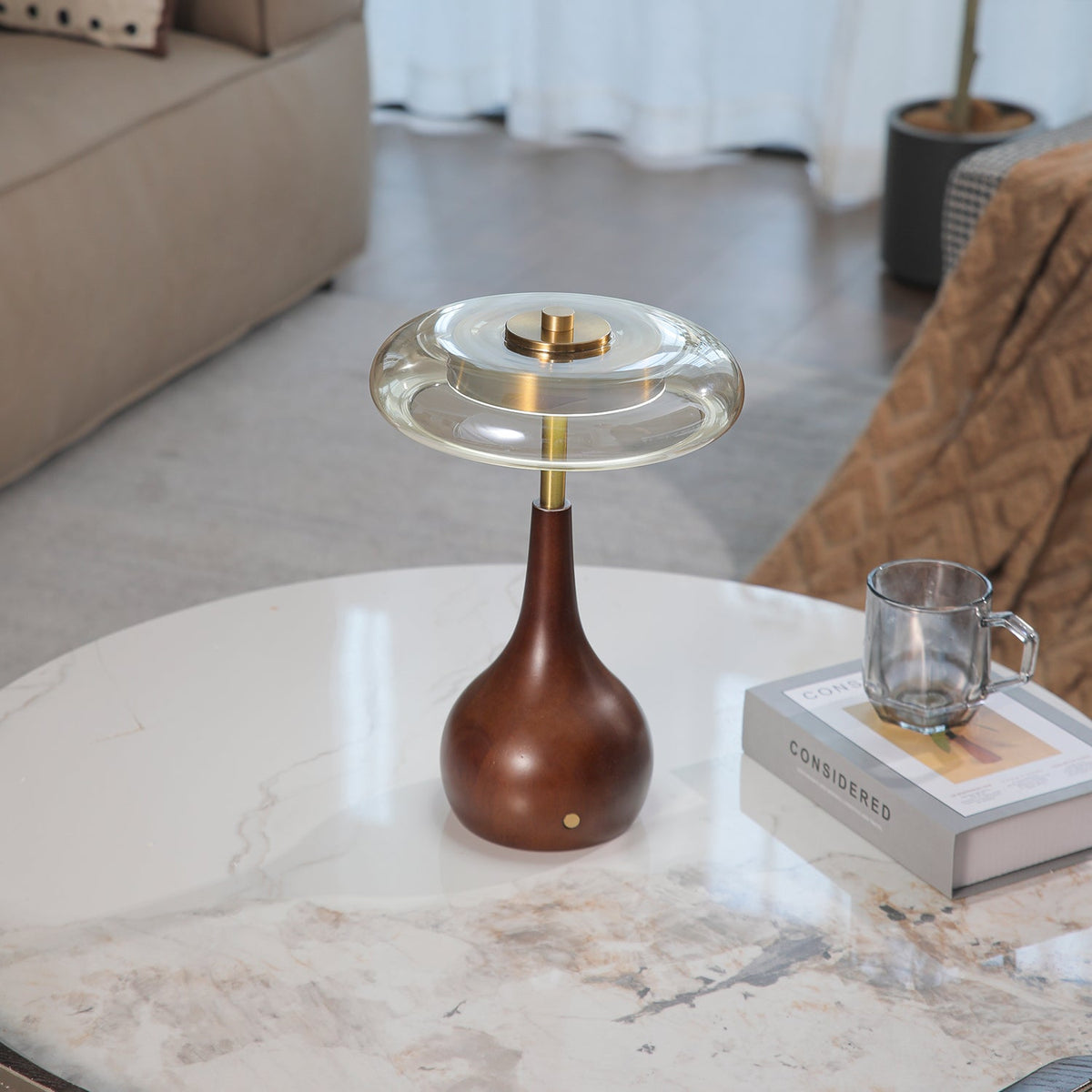 Airdes lámpara de mesa de madera vintage