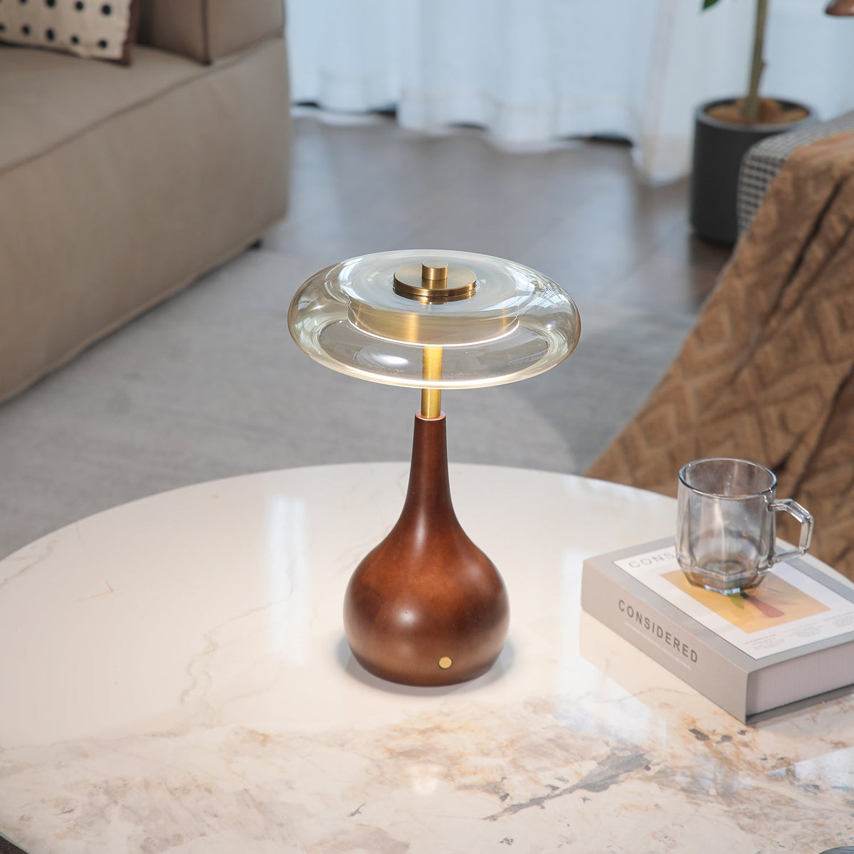 Airdes lámpara de mesa de madera vintage