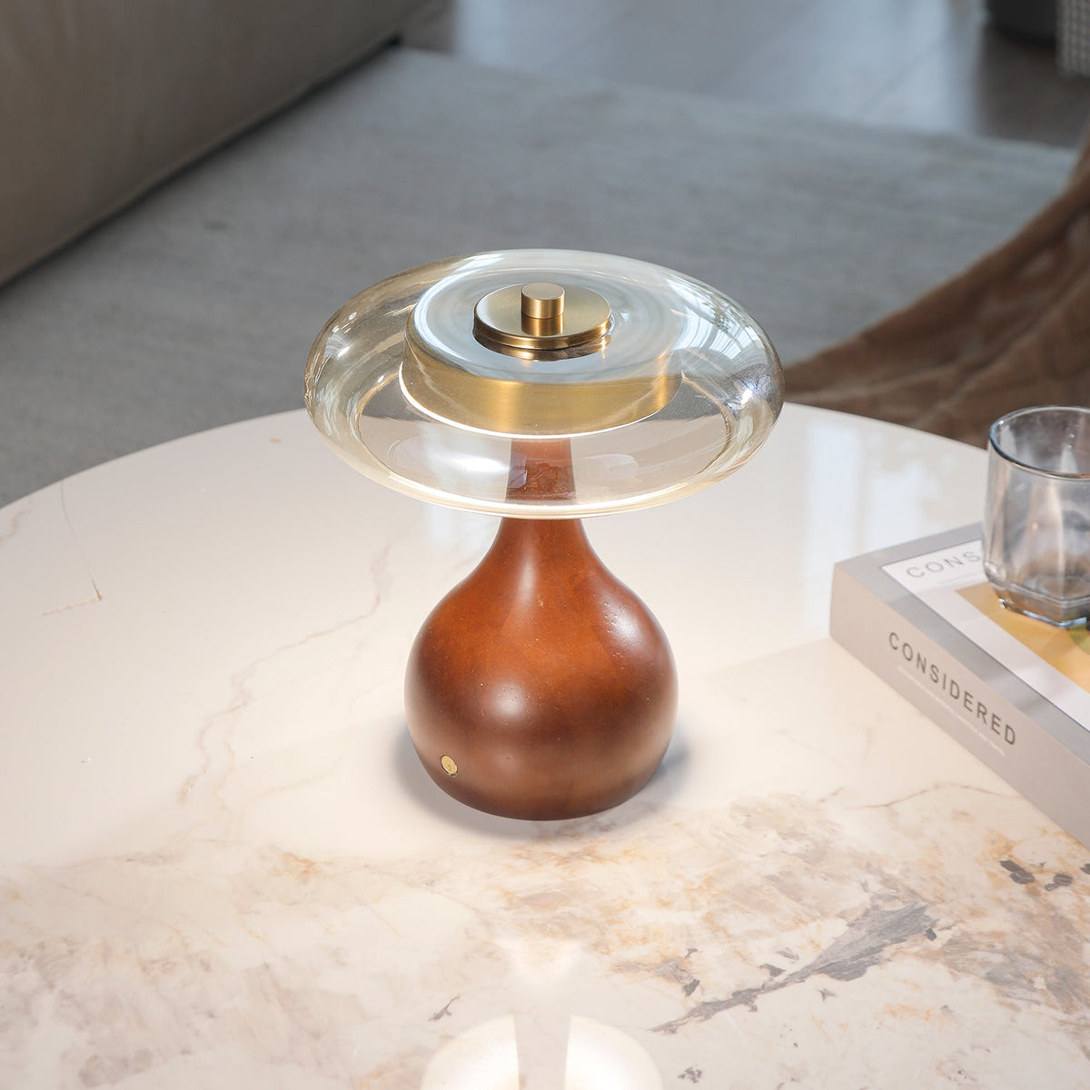 Airdes lámpara de mesa de madera vintage