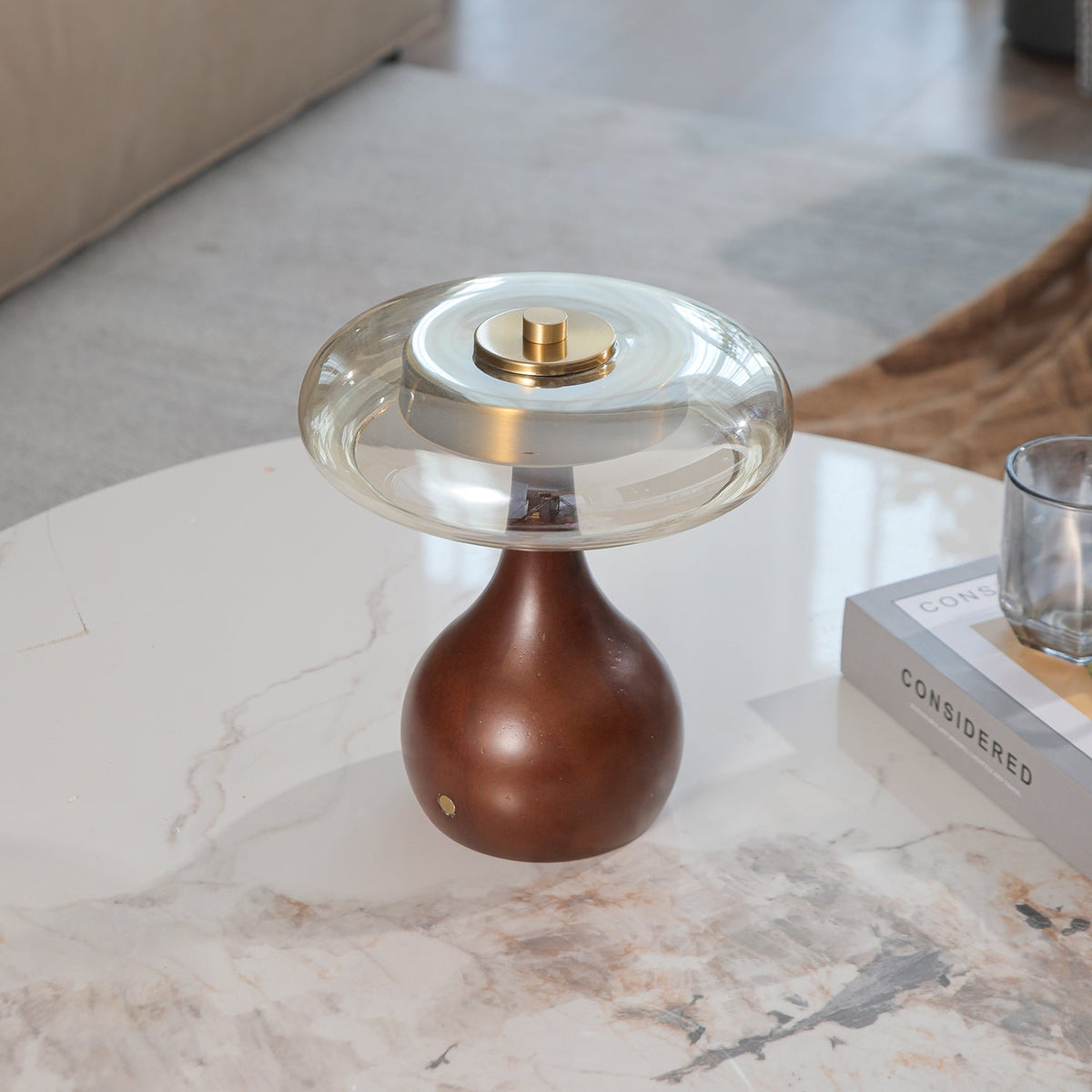 Airdes lámpara de mesa de madera vintage
