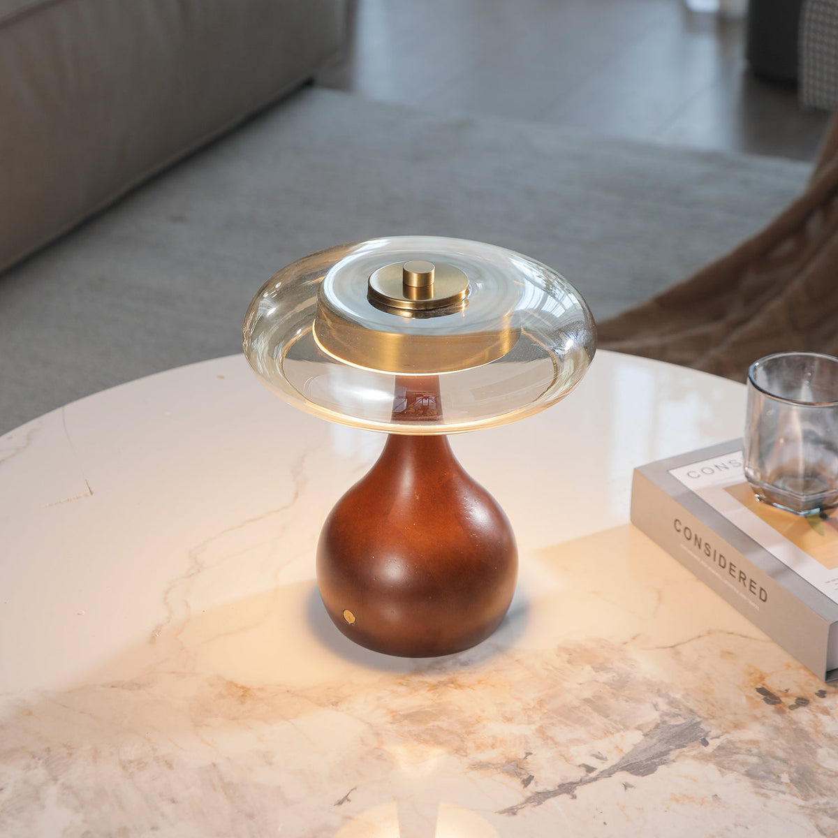 Airdes lámpara de mesa de madera vintage
