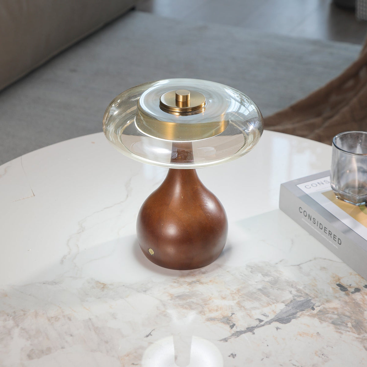 Airdes lámpara de mesa de madera vintage