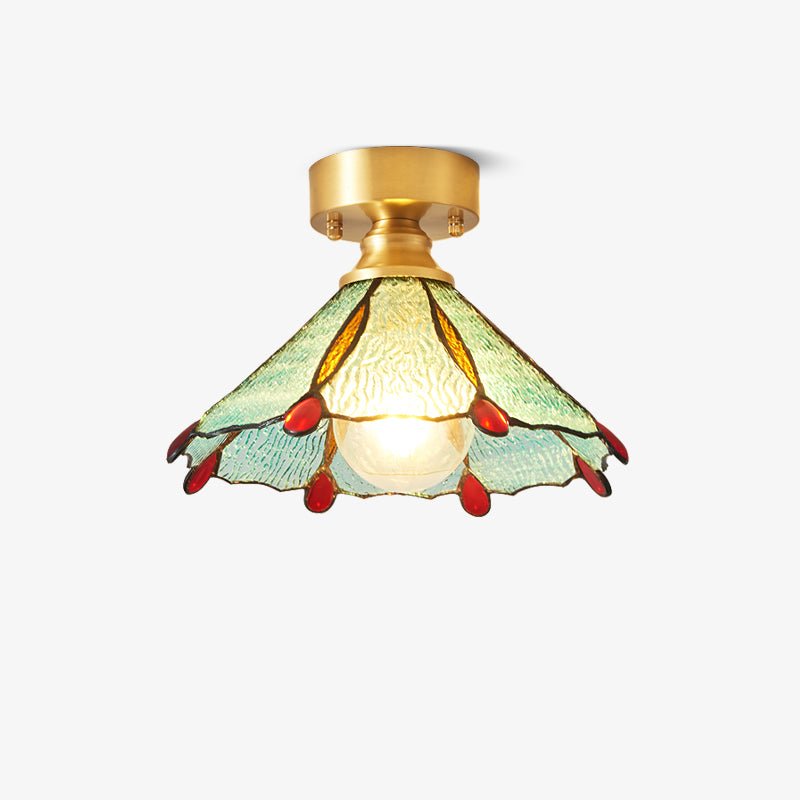 Revely lámpara de techo vintage floral esmerilado