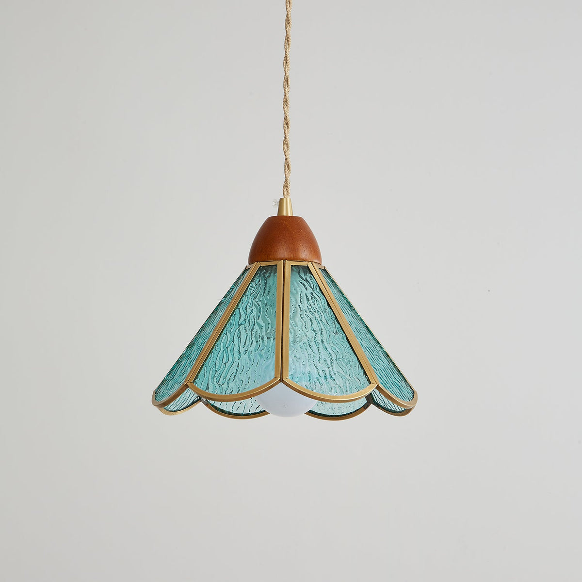 Creshen lámpara colgante de madera y vidrio vintage