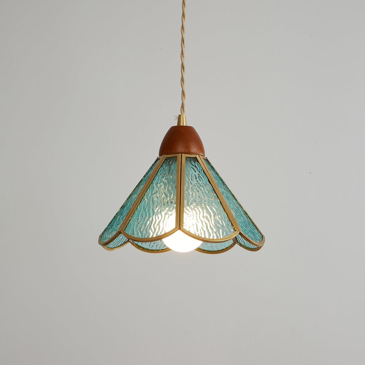 Creshen lámpara colgante de madera y vidrio vintage