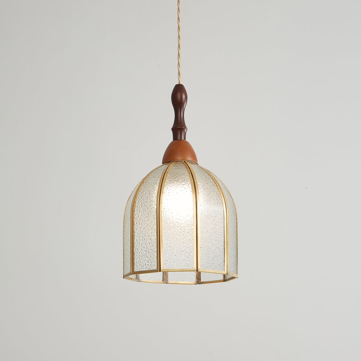 Creshen lámpara colgante de madera y vidrio vintage