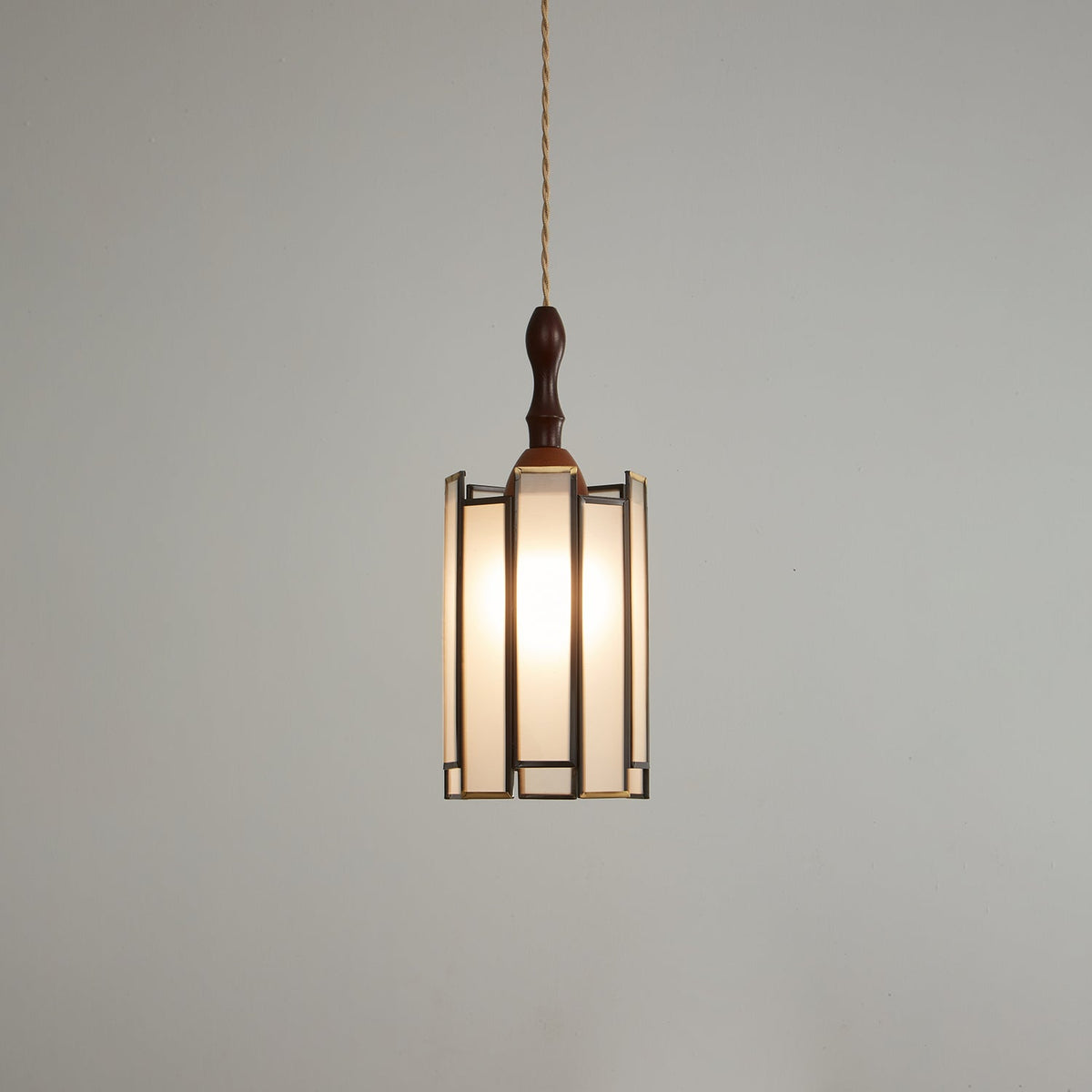 Creshen lámpara colgante de madera y vidrio vintage