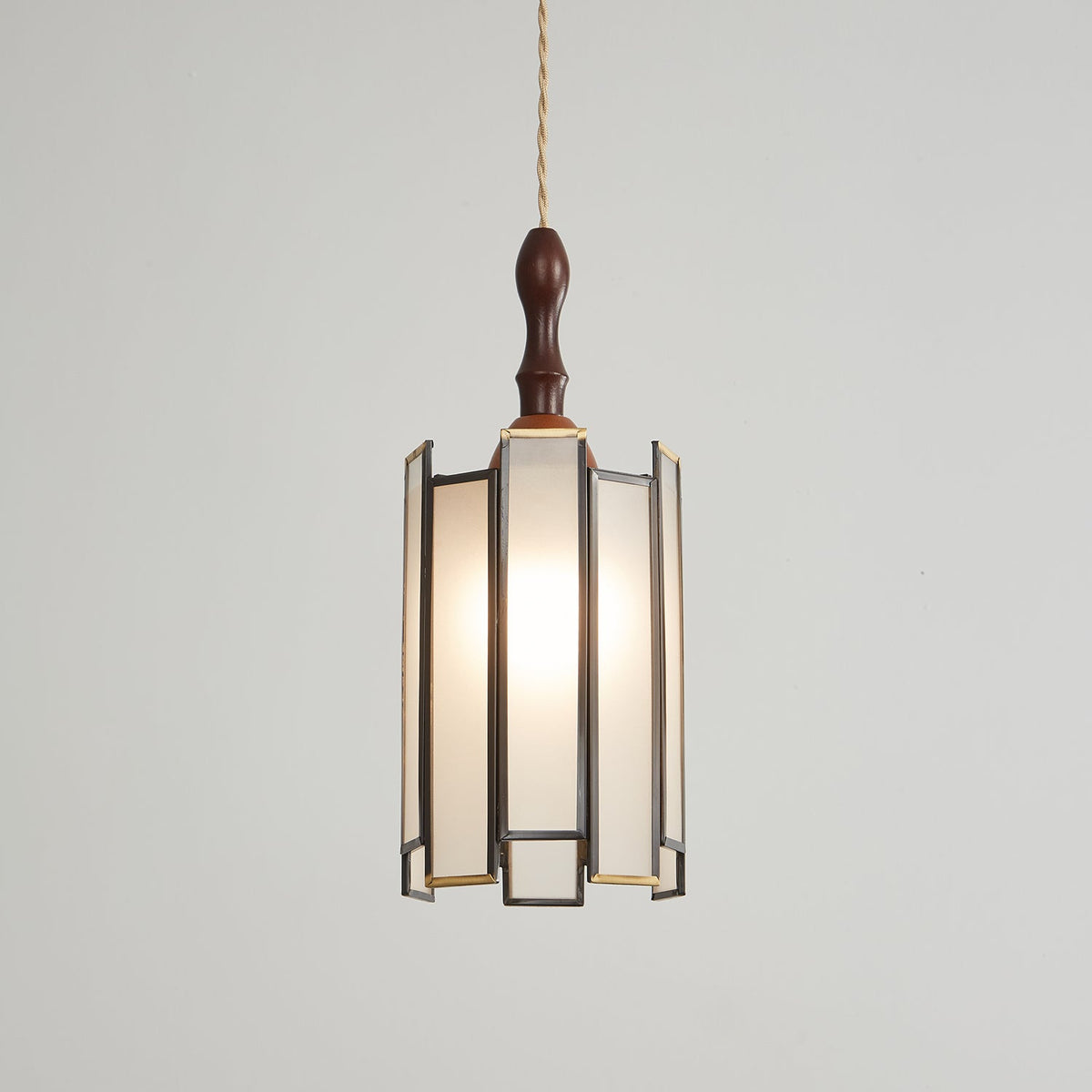 Creshen lámpara colgante de madera y vidrio vintage