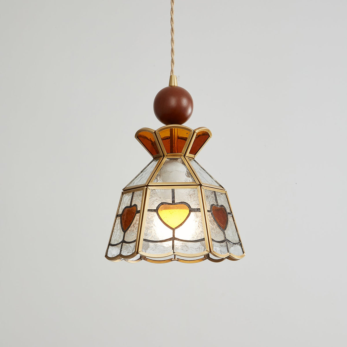 Creshen lámpara colgante de madera y vidrio vintage
