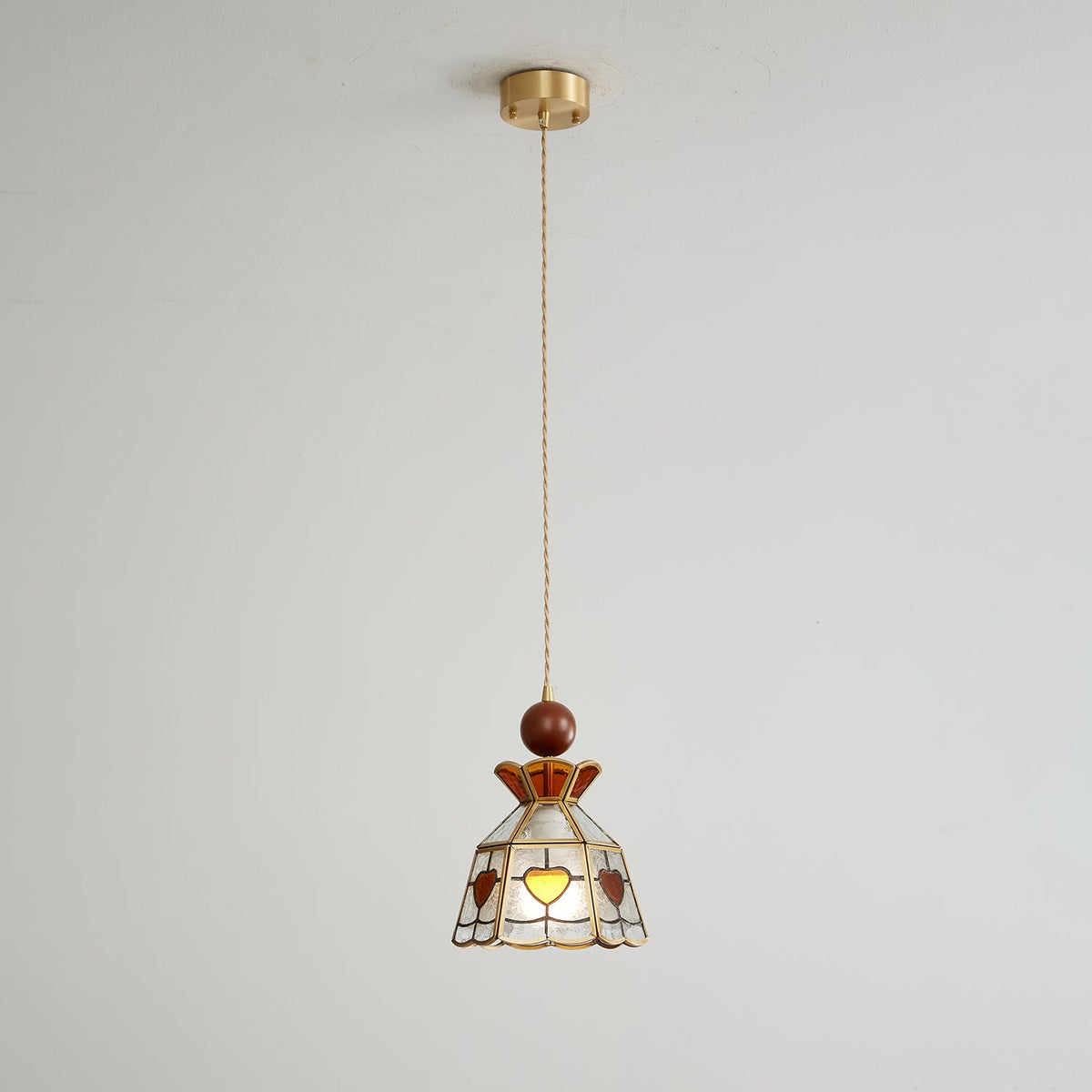 Creshen lámpara colgante de madera y vidrio vintage