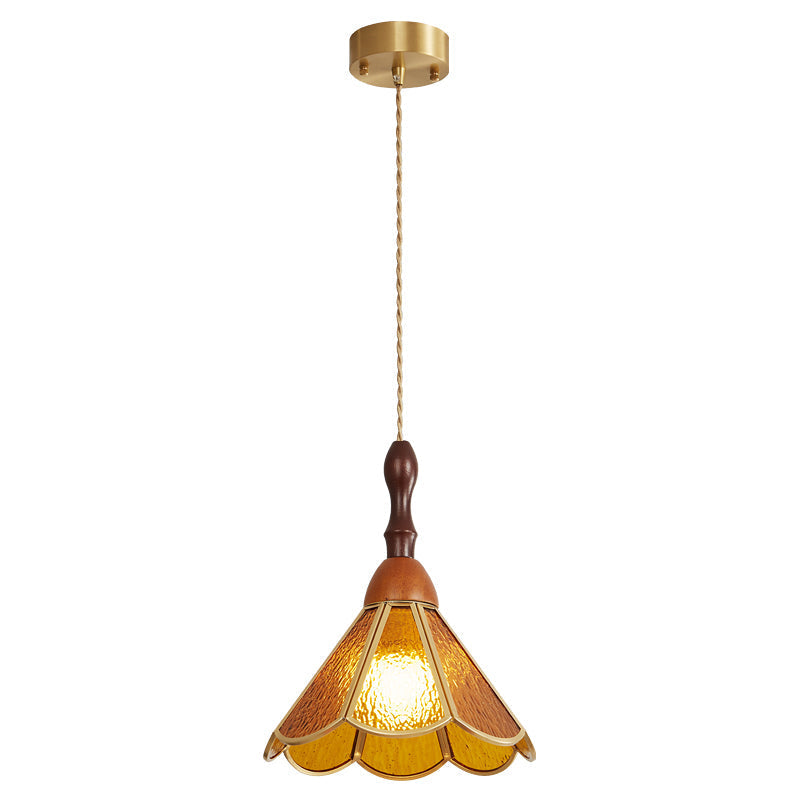 Creshen lámpara colgante de madera y vidrio vintage