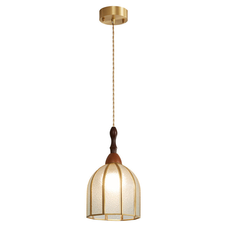Creshen lámpara colgante de madera y vidrio vintage