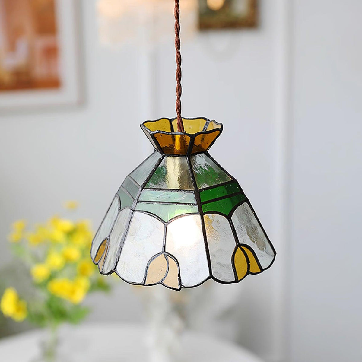 Coriva lámpara colgante de vidrio teñido estilo mid-century