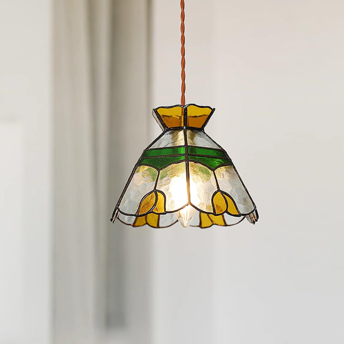 Coriva lámpara colgante de vidrio teñido estilo mid-century