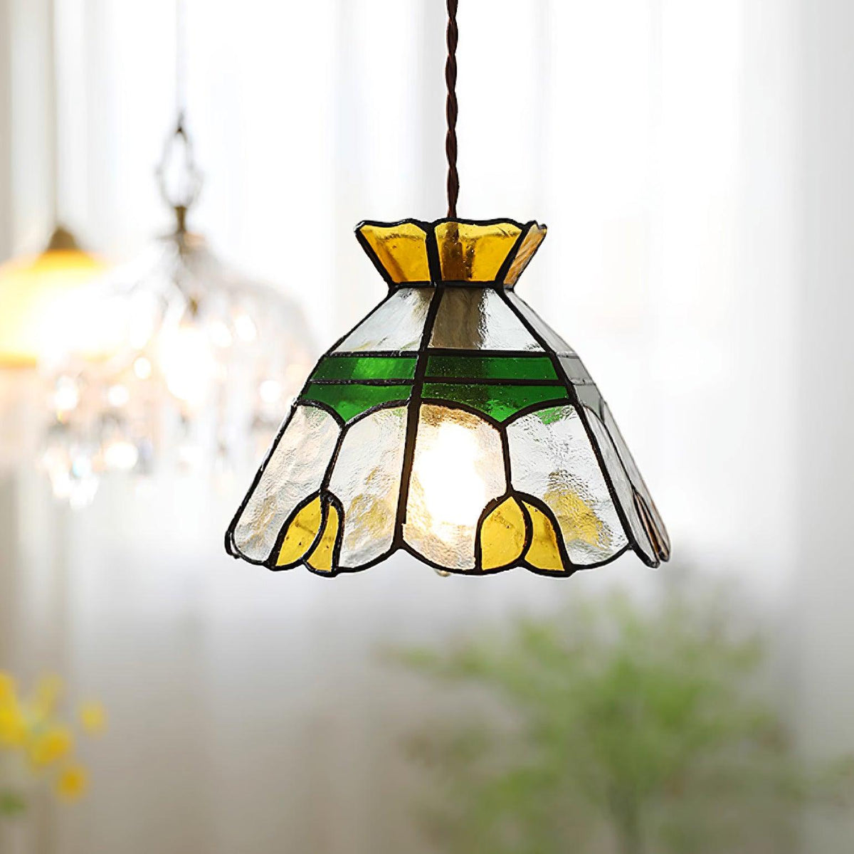 Coriva lámpara colgante de vidrio teñido estilo mid-century