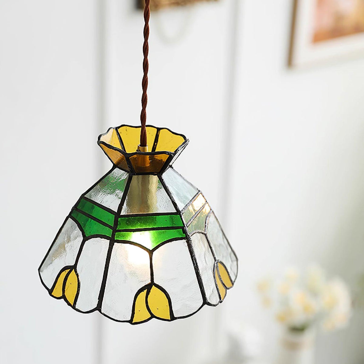 Coriva lámpara colgante de vidrio teñido estilo mid-century