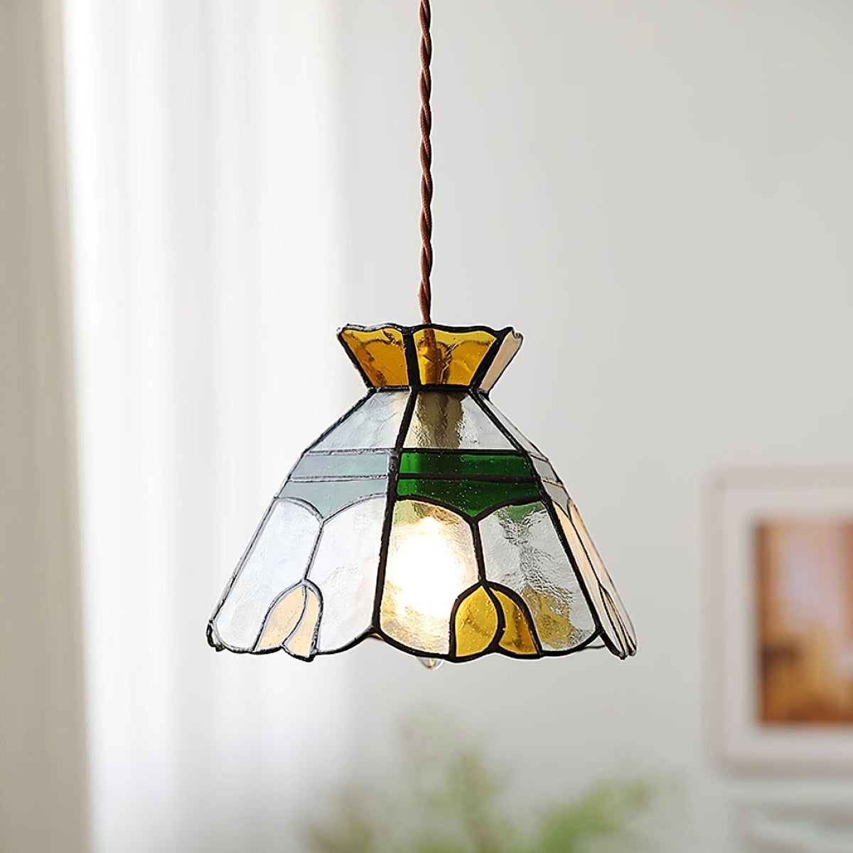 Coriva lámpara colgante de vidrio teñido estilo mid-century