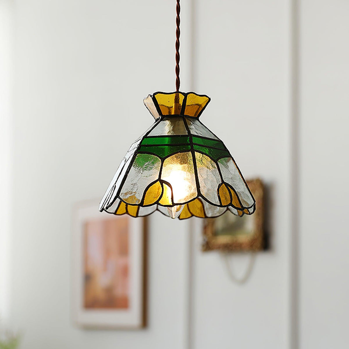Coriva lámpara colgante de vidrio teñido estilo mid-century