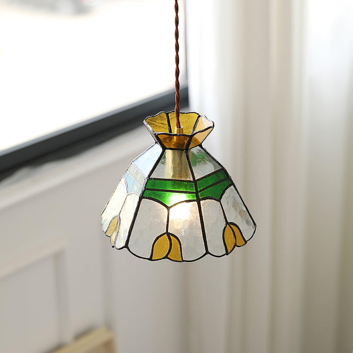 Coriva lámpara colgante de vidrio teñido estilo mid-century