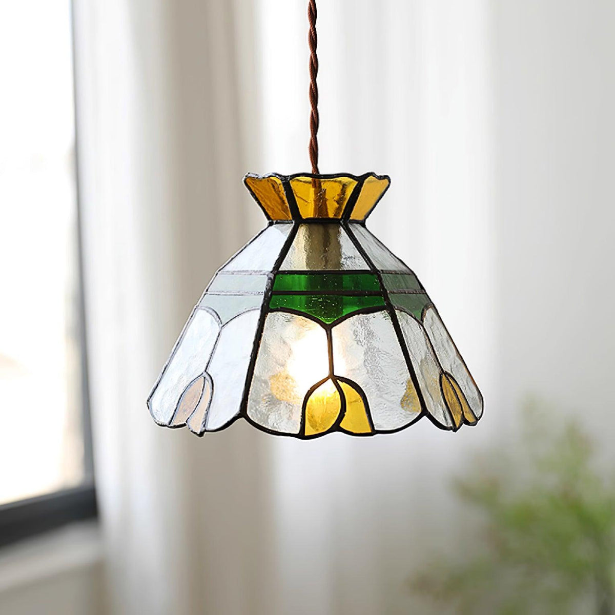 Coriva lámpara colgante de vidrio teñido estilo mid-century