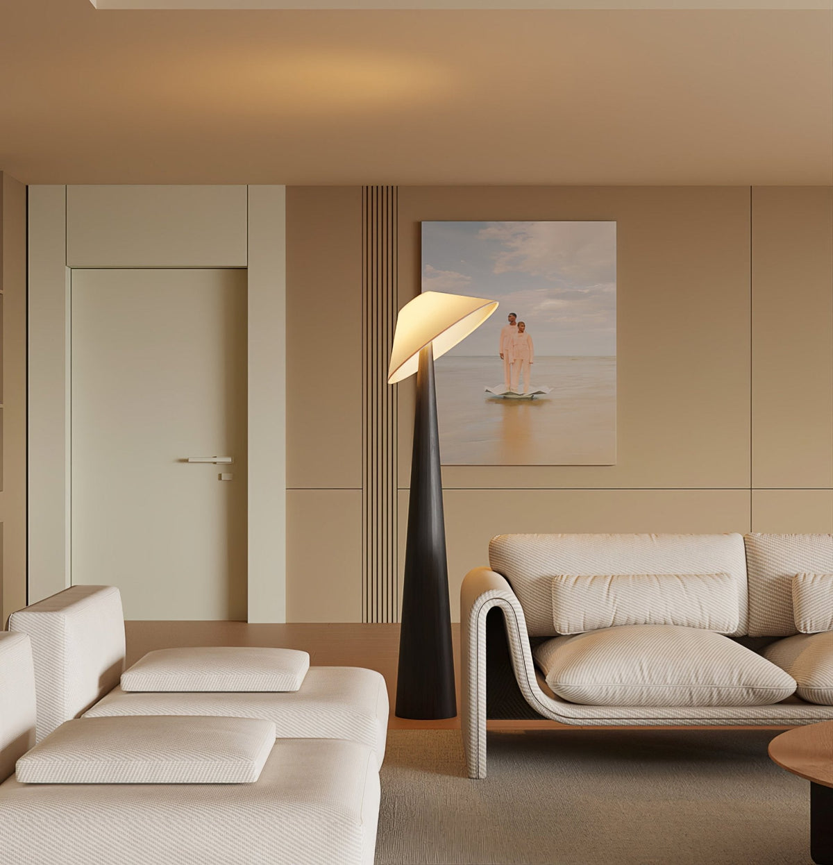 Apex lámpara de pie en madera con base cónica