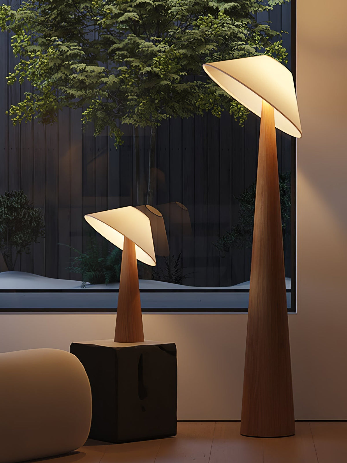 Vosile lámpara de mesa escultórica de madera
