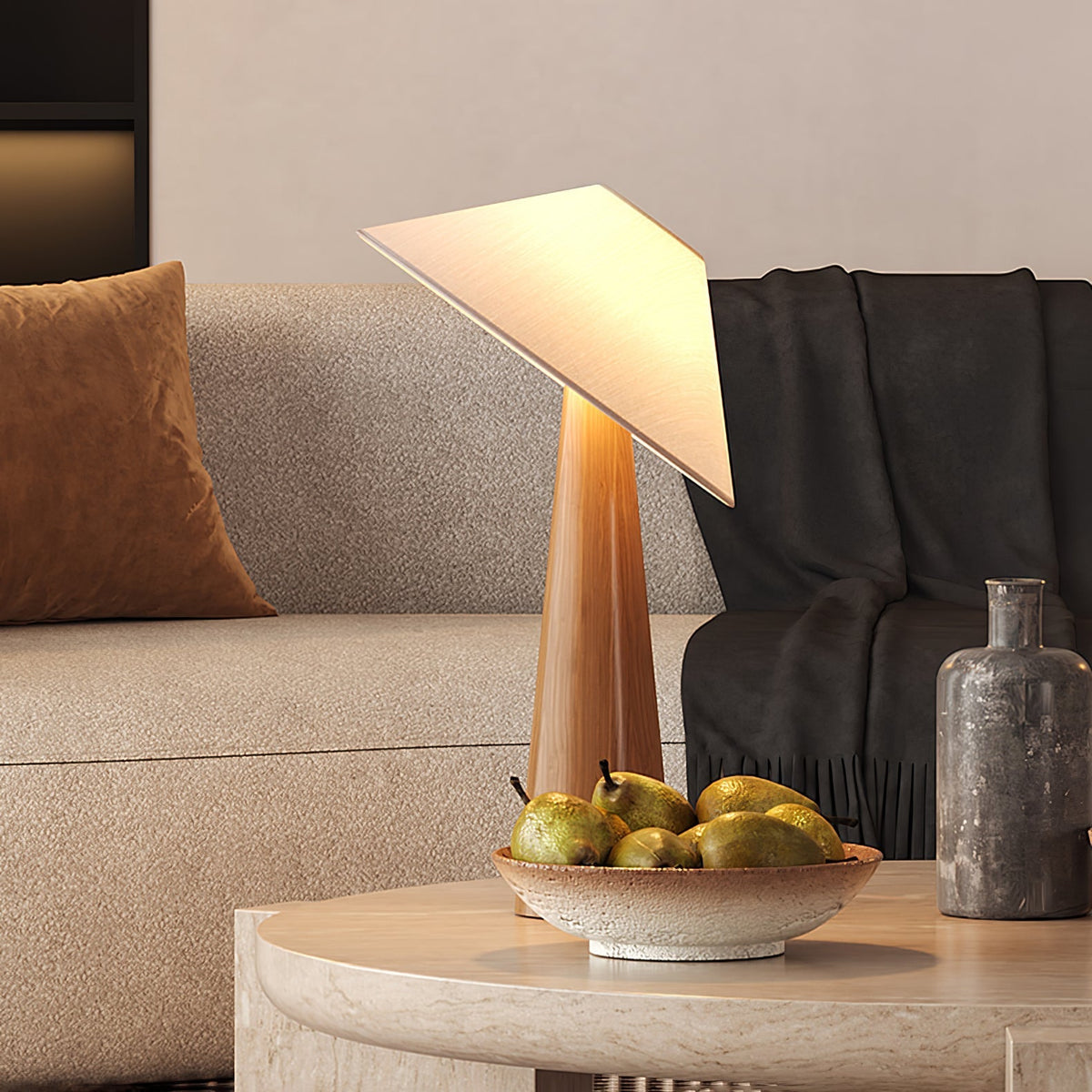 Vosile lámpara de mesa escultórica de madera