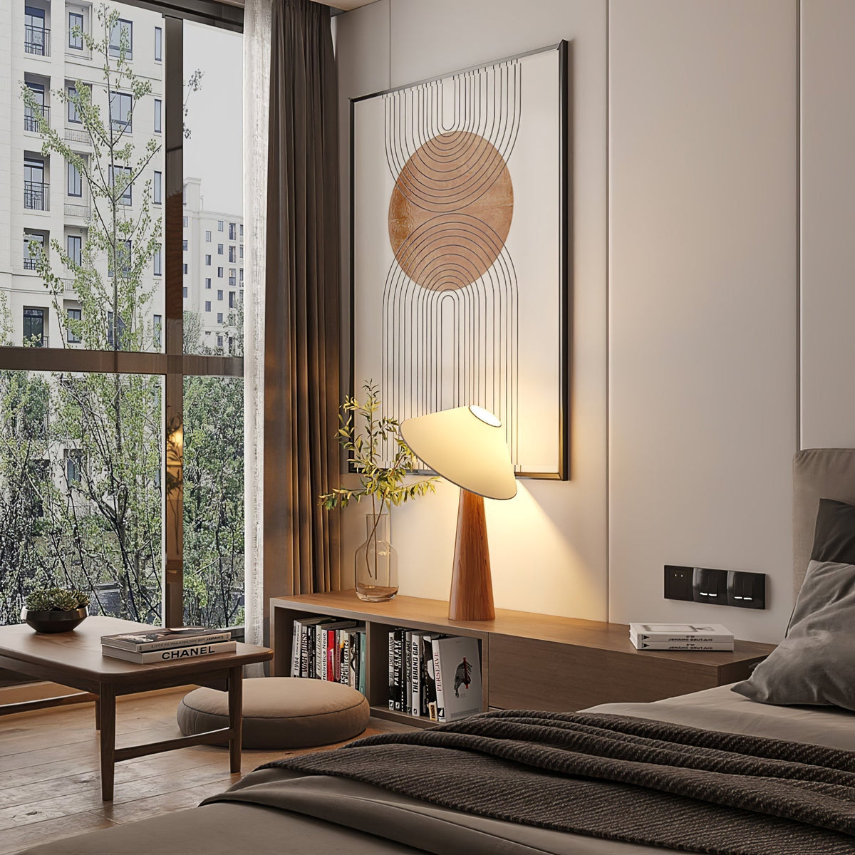 Vosile lámpara de mesa escultórica de madera