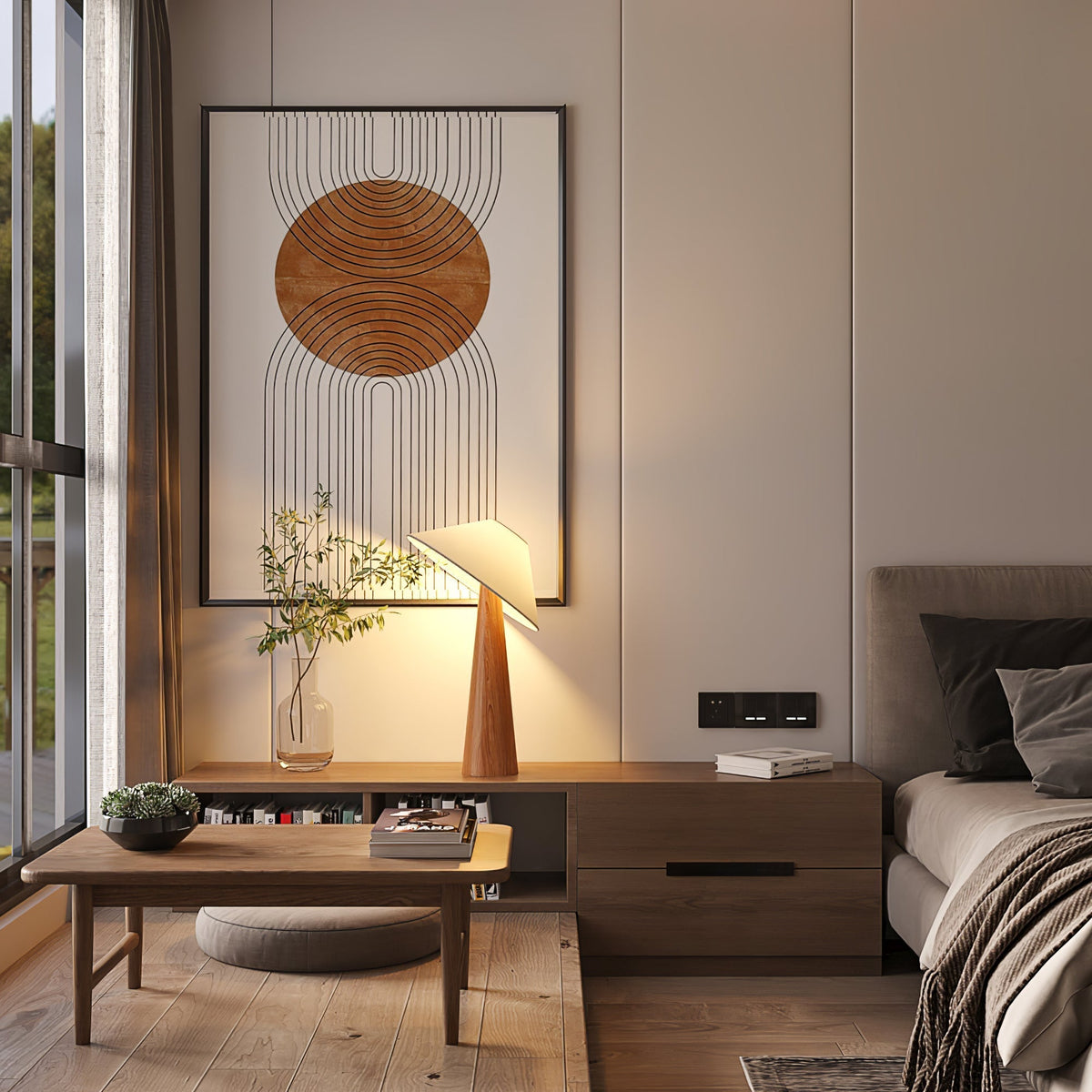 Vosile lámpara de mesa escultórica de madera