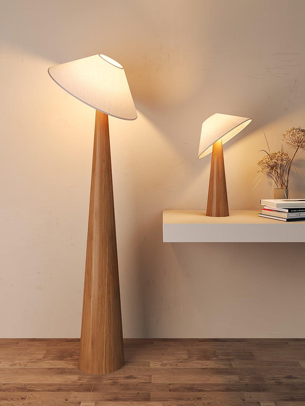 Vosile lámpara de mesa escultórica de madera