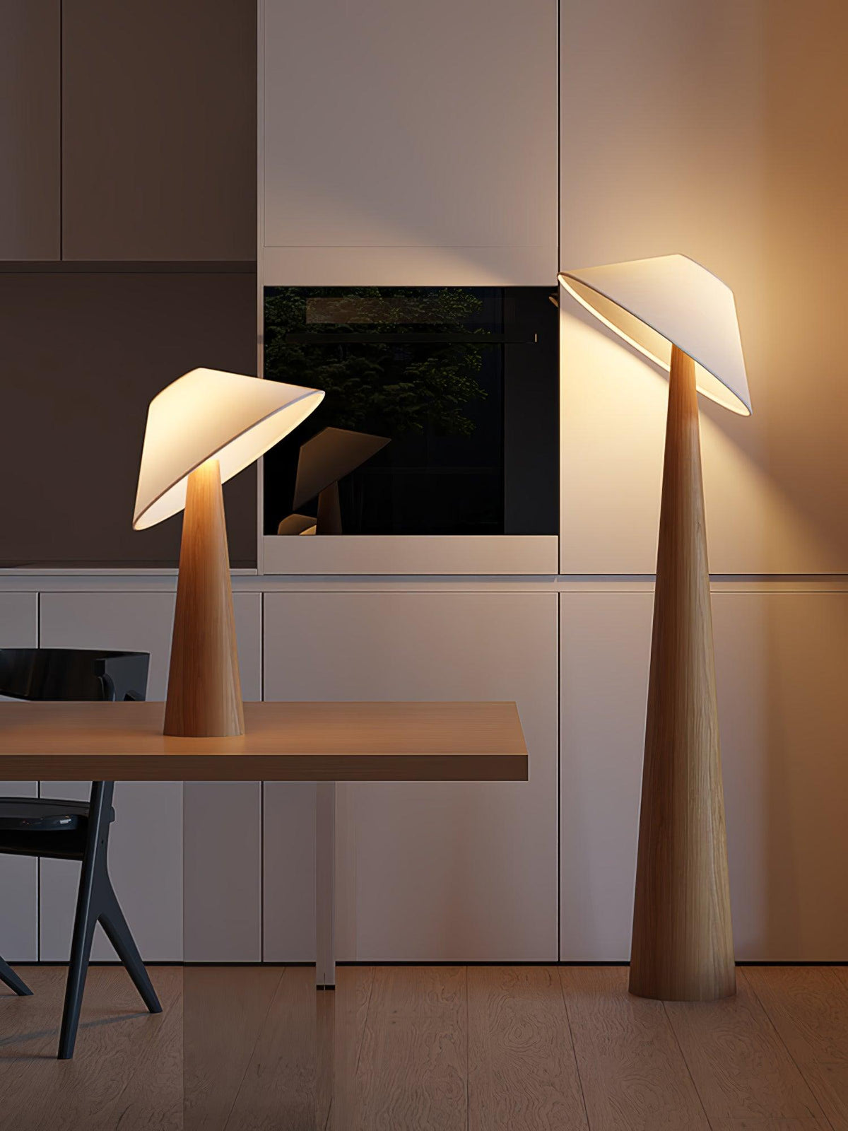 Vosile lámpara de mesa escultórica de madera