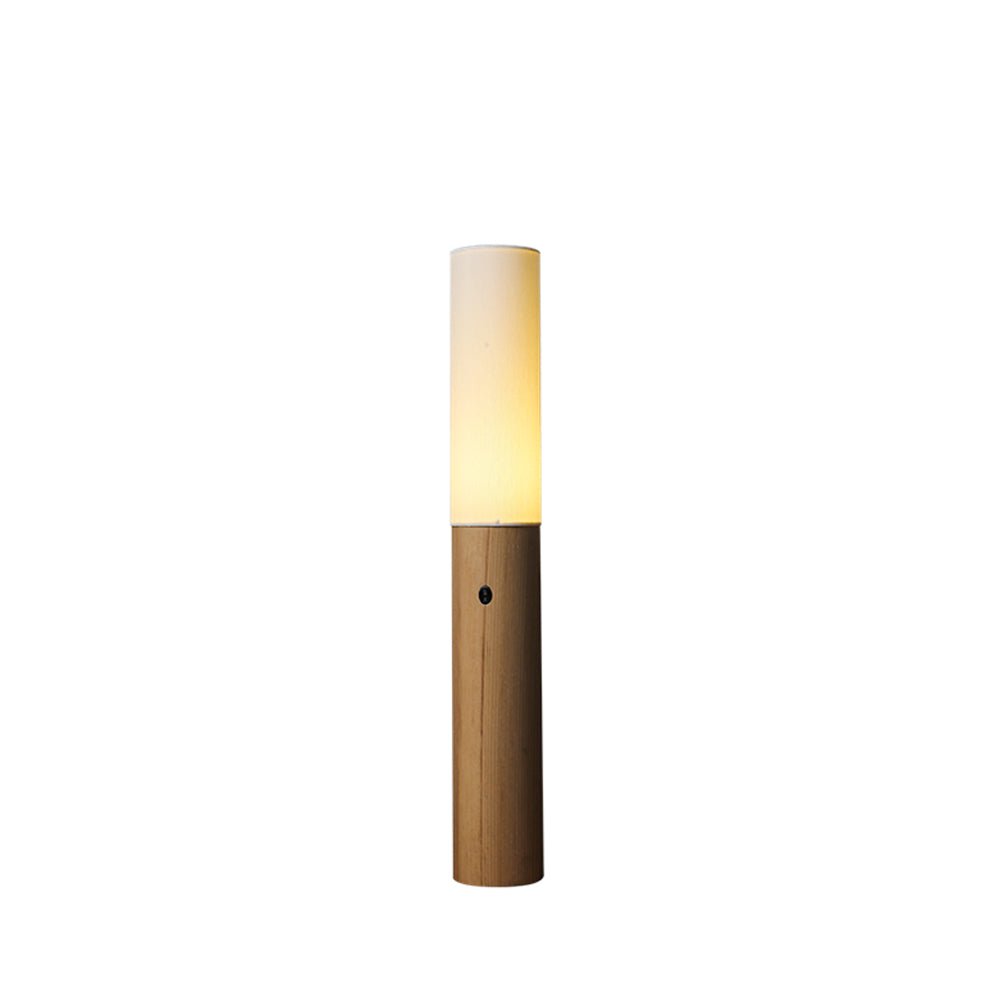 Viraalia lámpara de pie con columna de madera