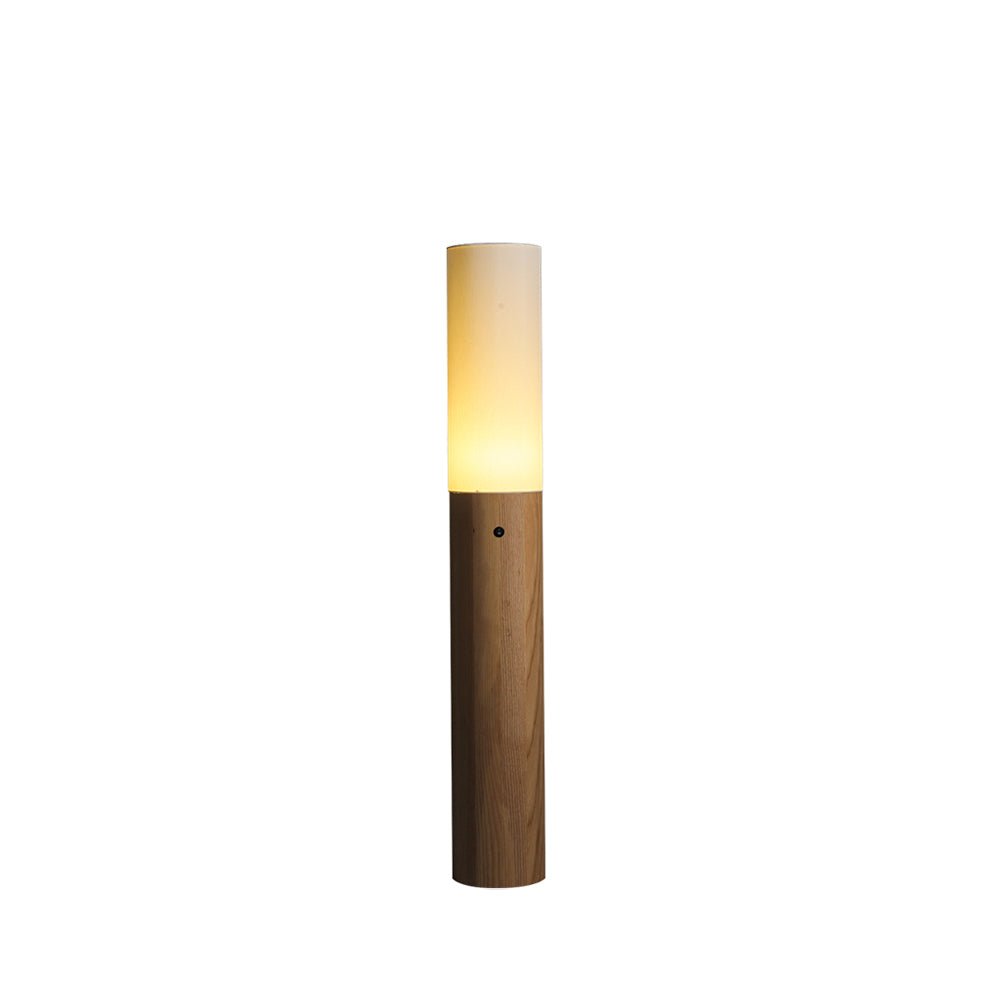 Viraalia lámpara de pie con columna de madera