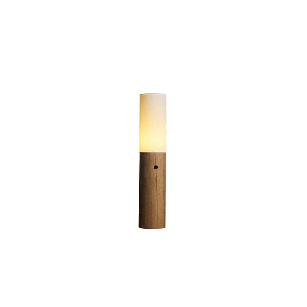 Viraalia lámpara de pie con columna de madera