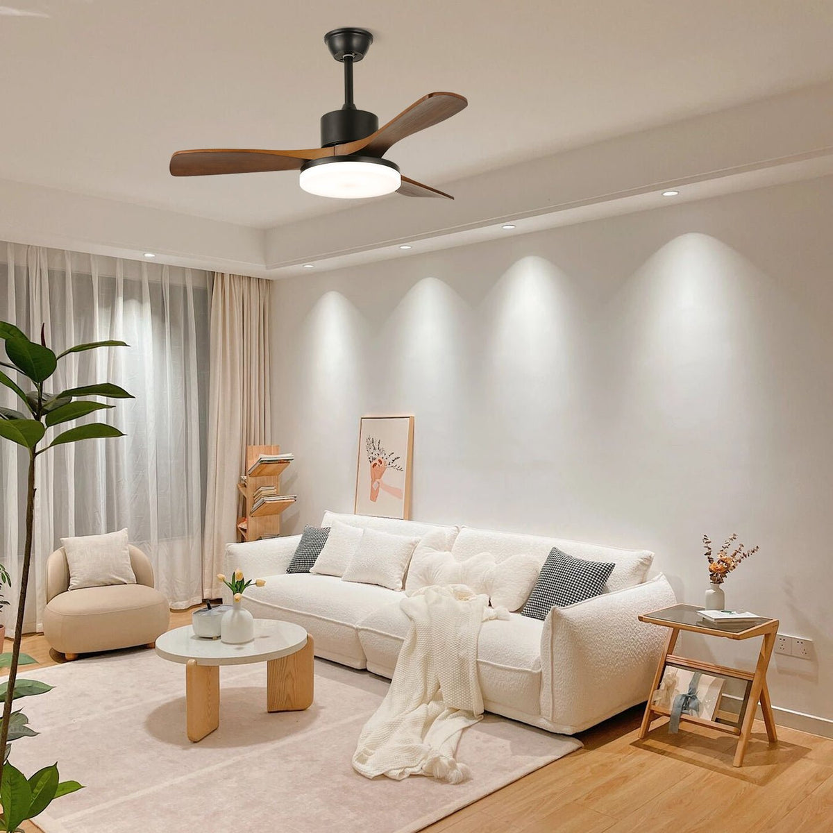 Darian ventilador de techo con luz minimalista de madera