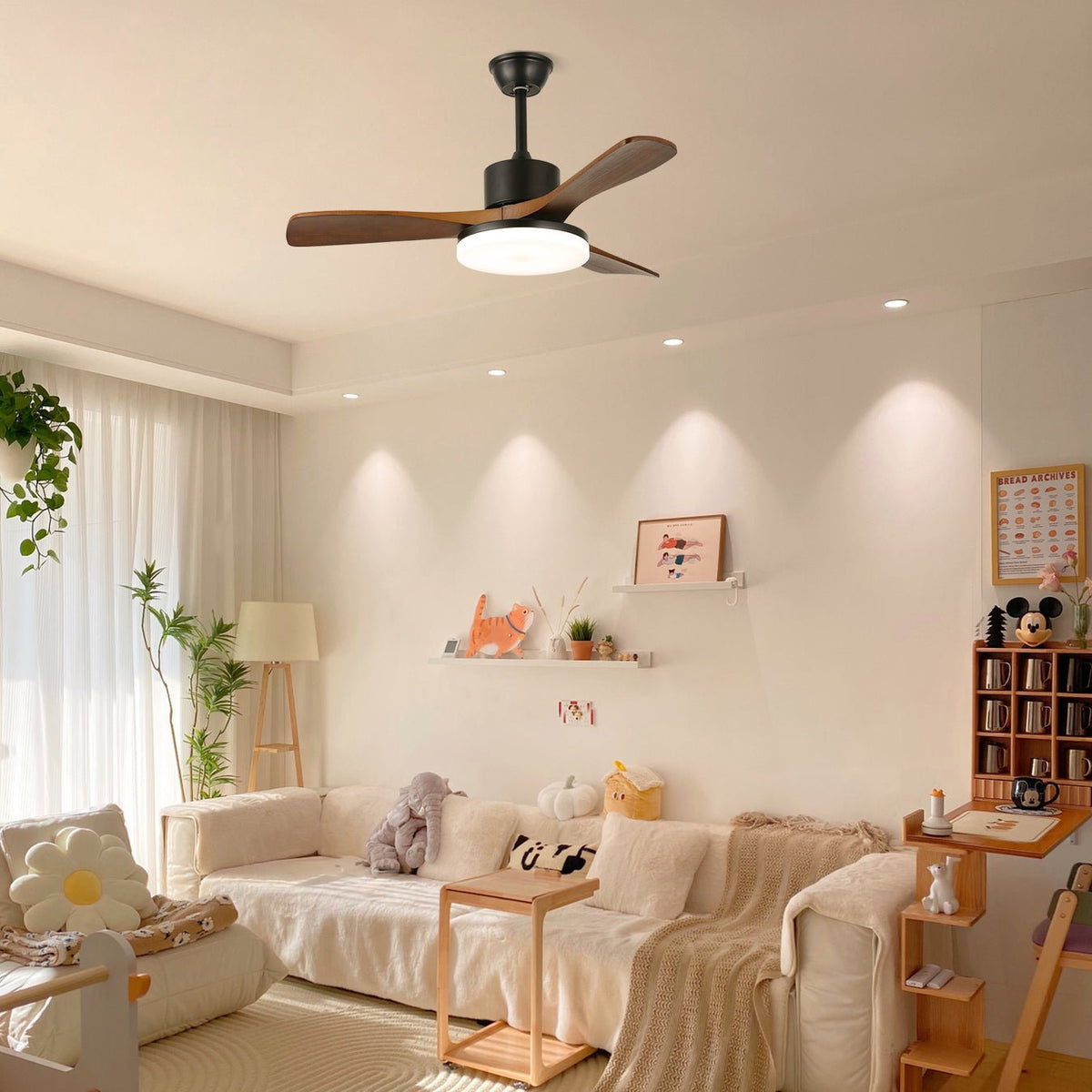 Darian ventilador de techo con luz minimalista de madera