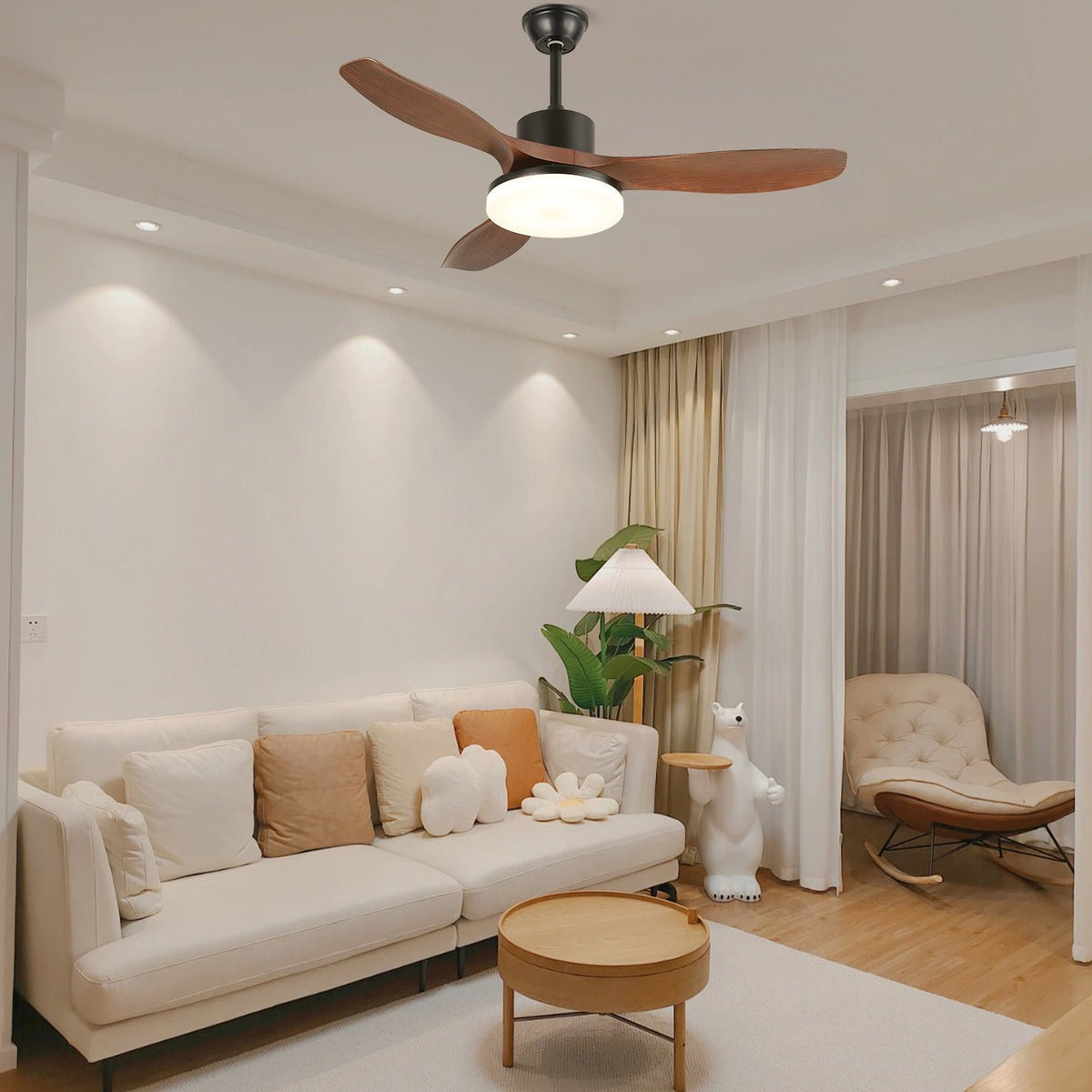 Darian ventilador de techo con luz minimalista de madera