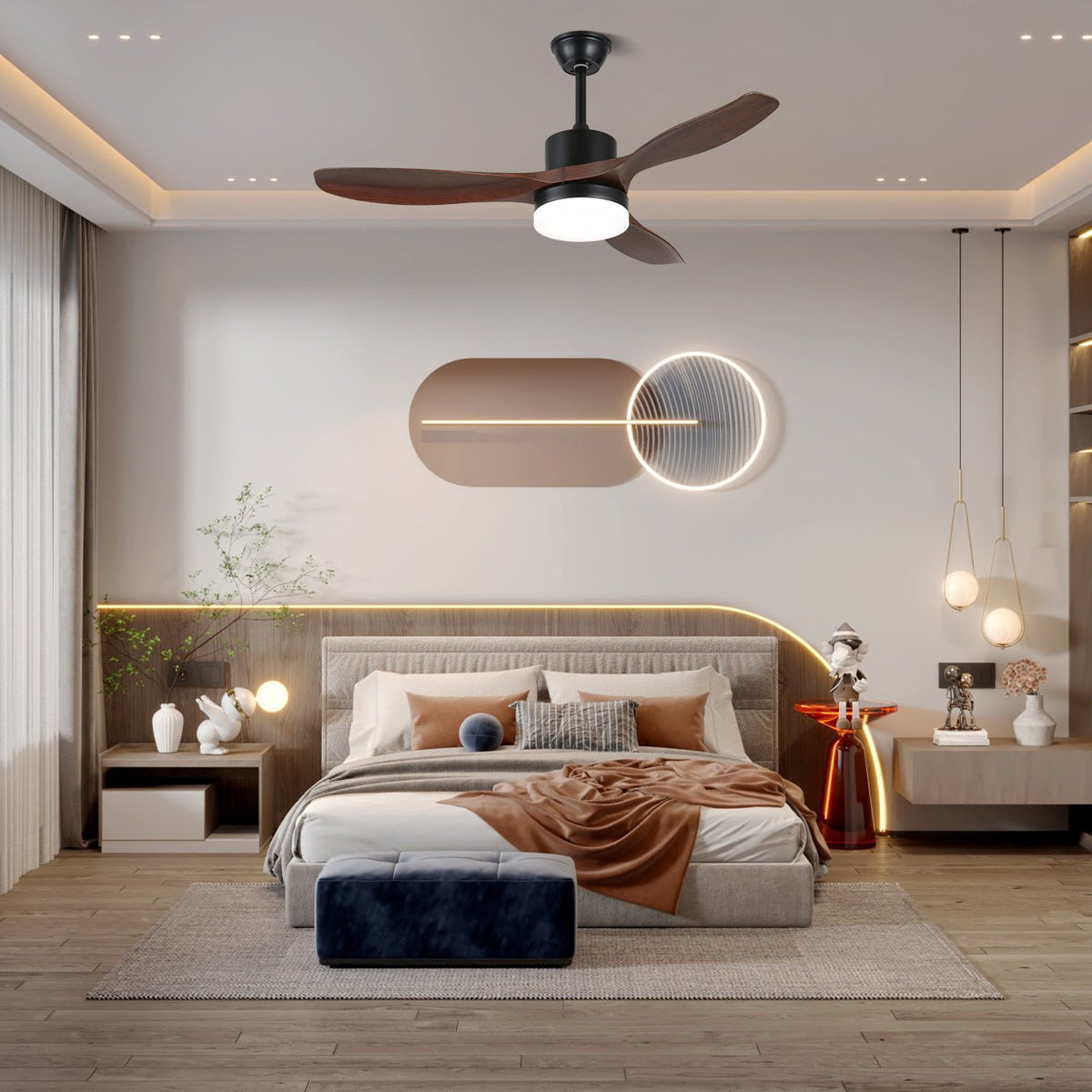 Darian ventilador de techo con luz minimalista de madera