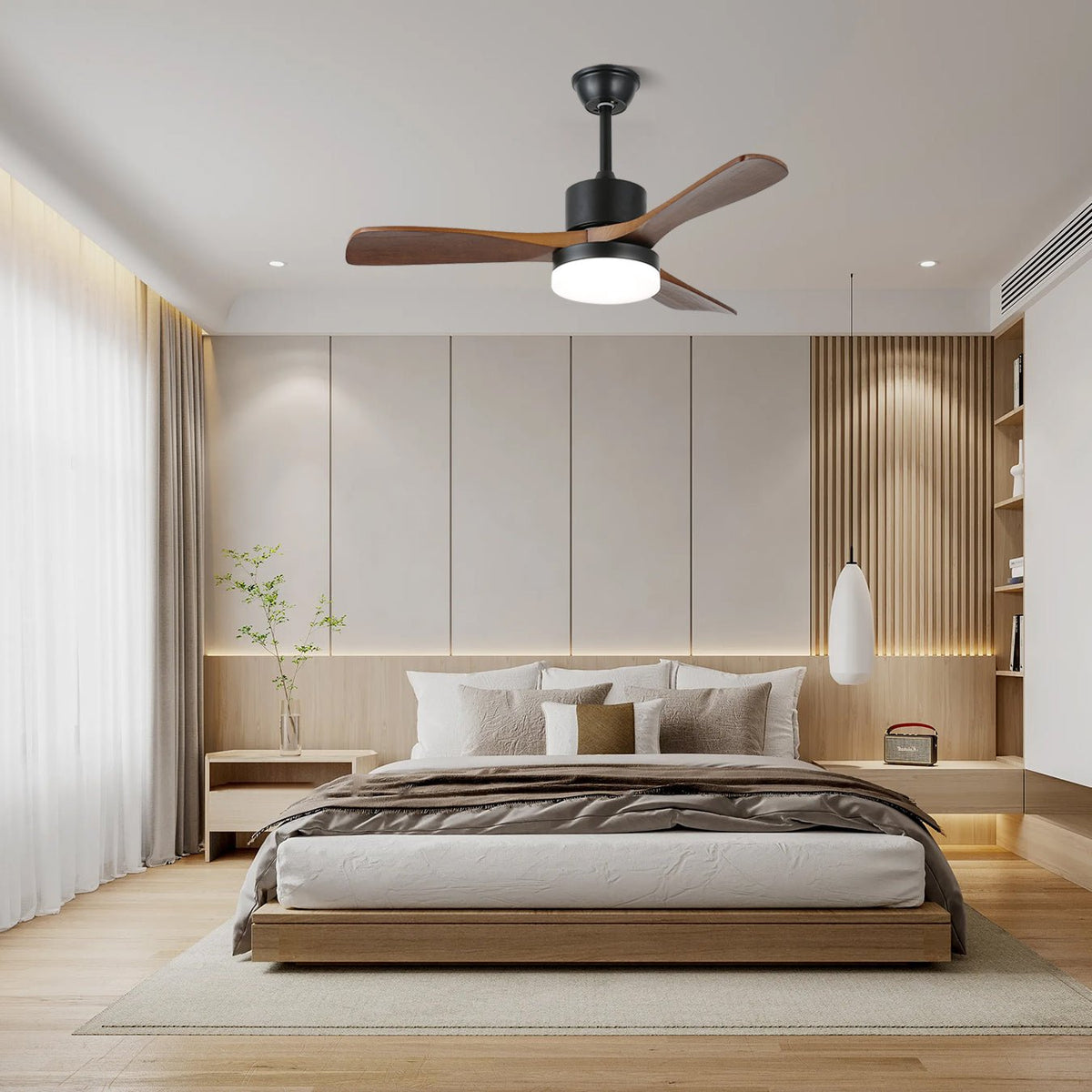 Darian ventilador de techo con luz minimalista de madera