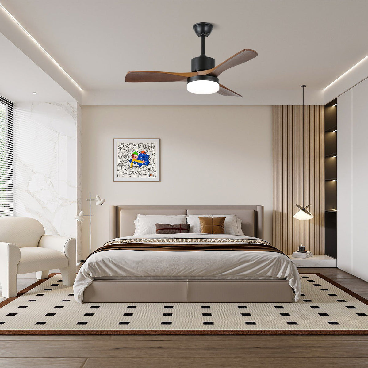 Darian ventilador de techo con luz minimalista de madera