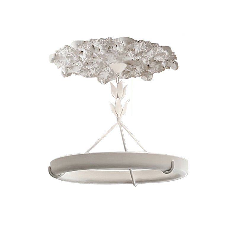 Eixor lámpara de araña de yeso blanca forma floral minimalista