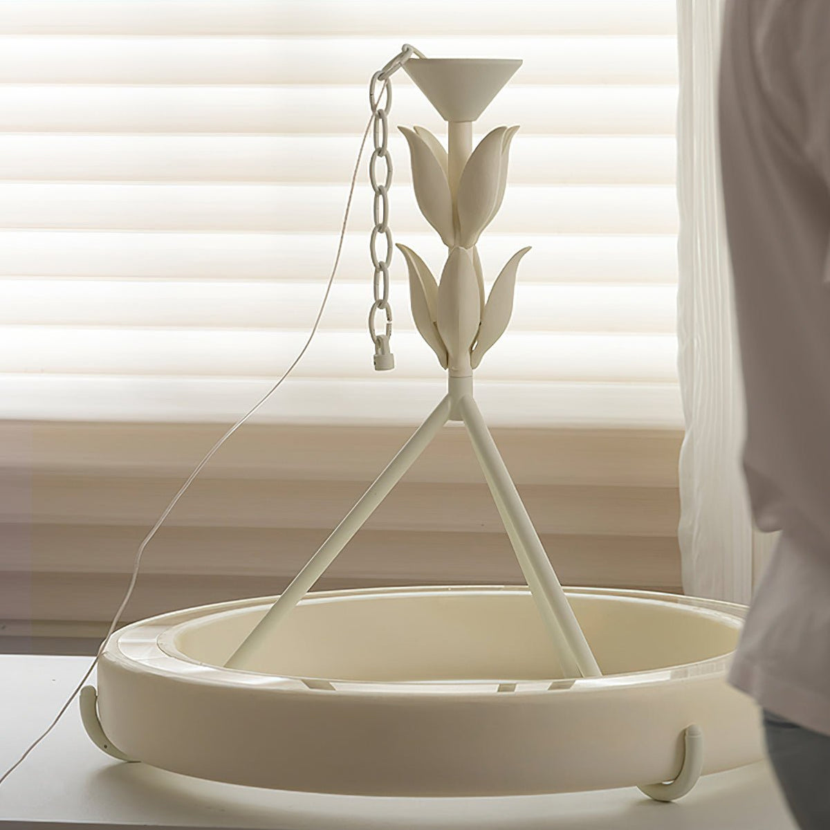 Eixor lámpara de araña de yeso blanca forma floral minimalista