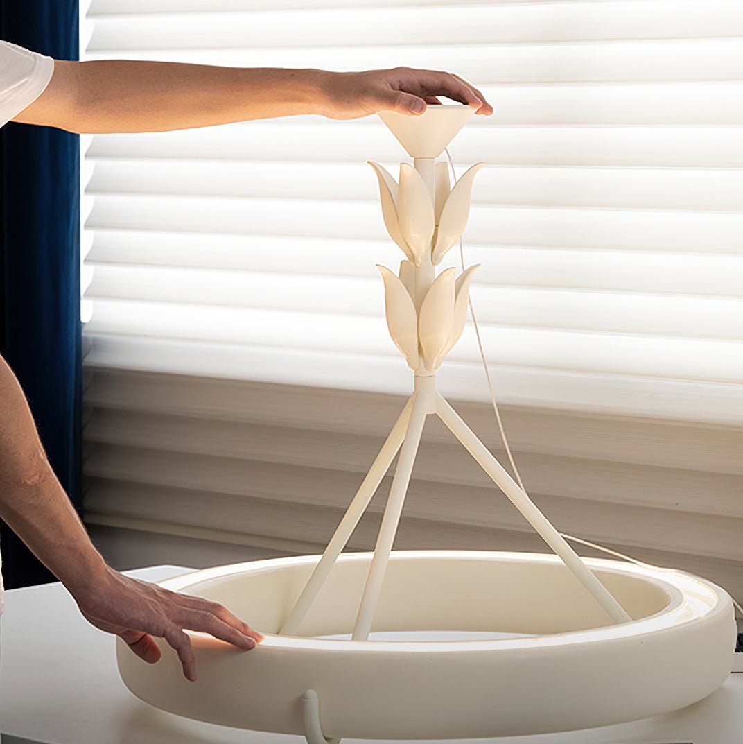 Eixor lámpara de araña de yeso blanca forma floral minimalista