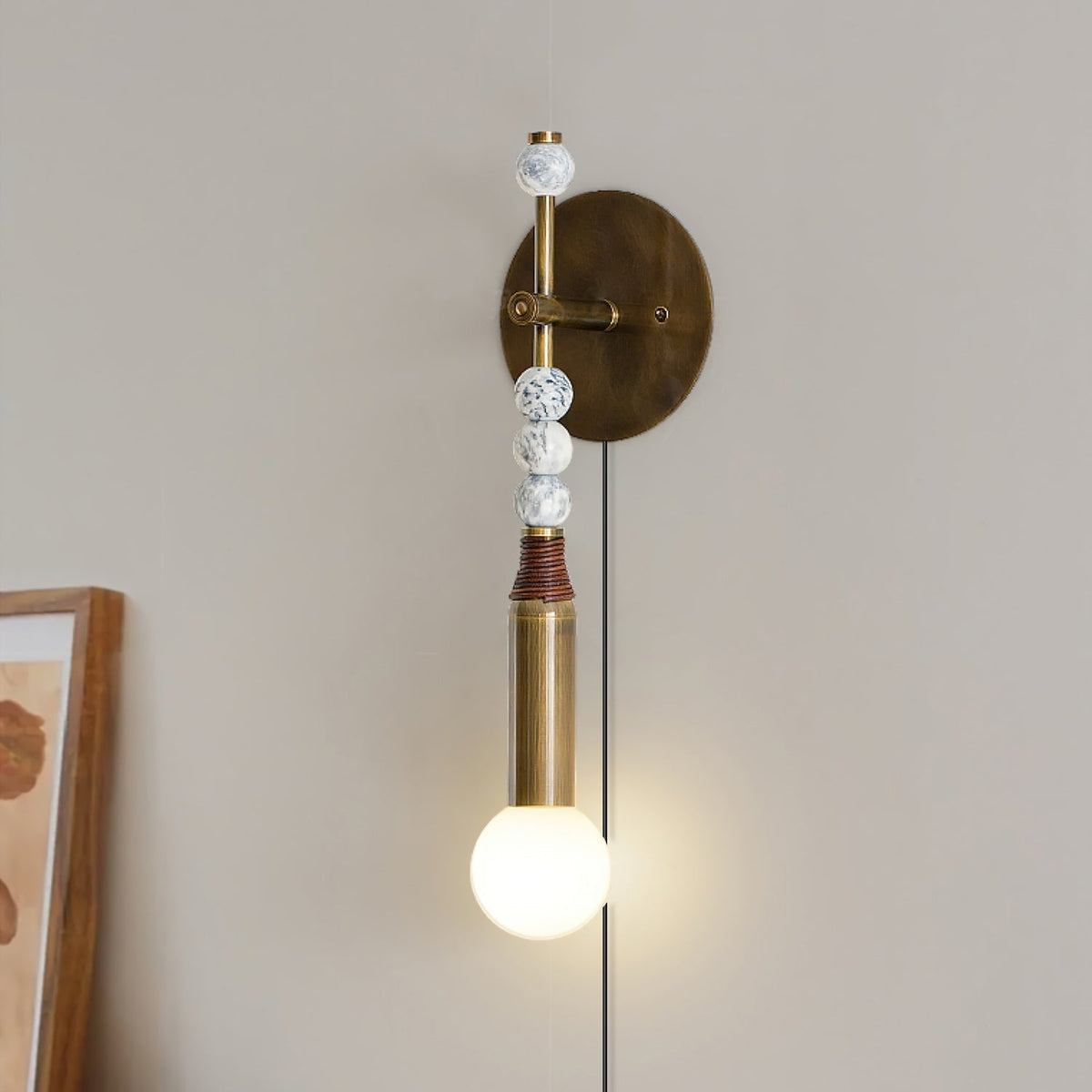 Evilor aplique de pared Premium elegancia con enchufe en mármol enchufable
