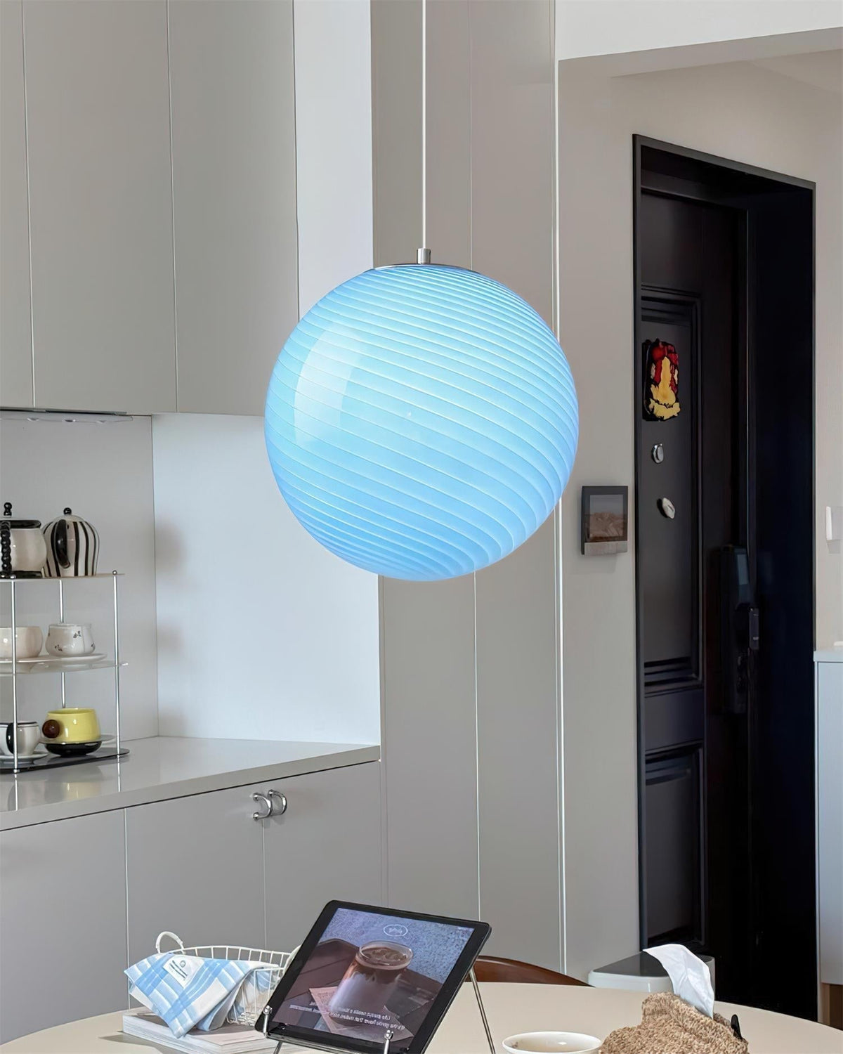 Dorvian lámpara colgante de vidrio esfera azul moderna