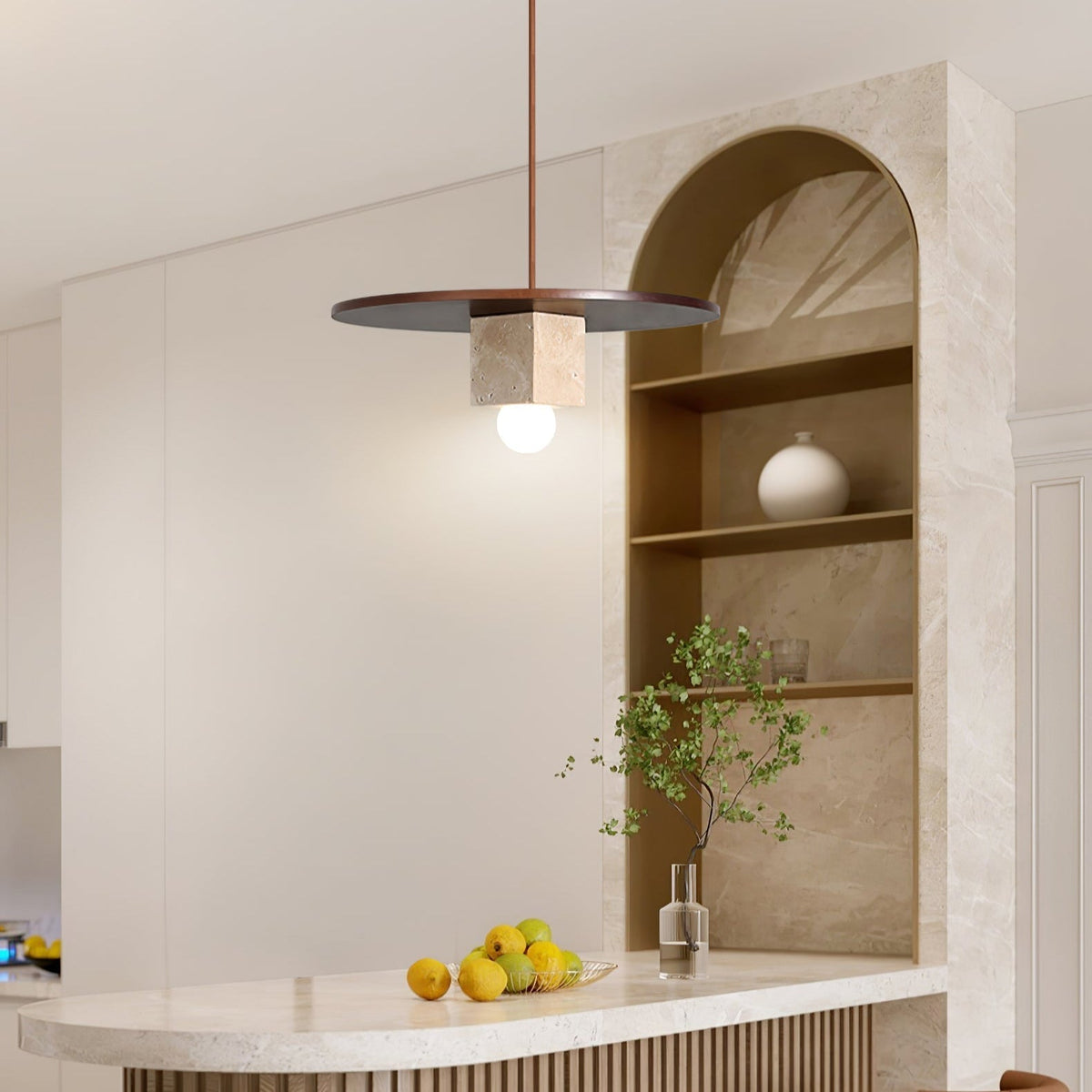 Sarix lámpara colgante geométrica de travertino