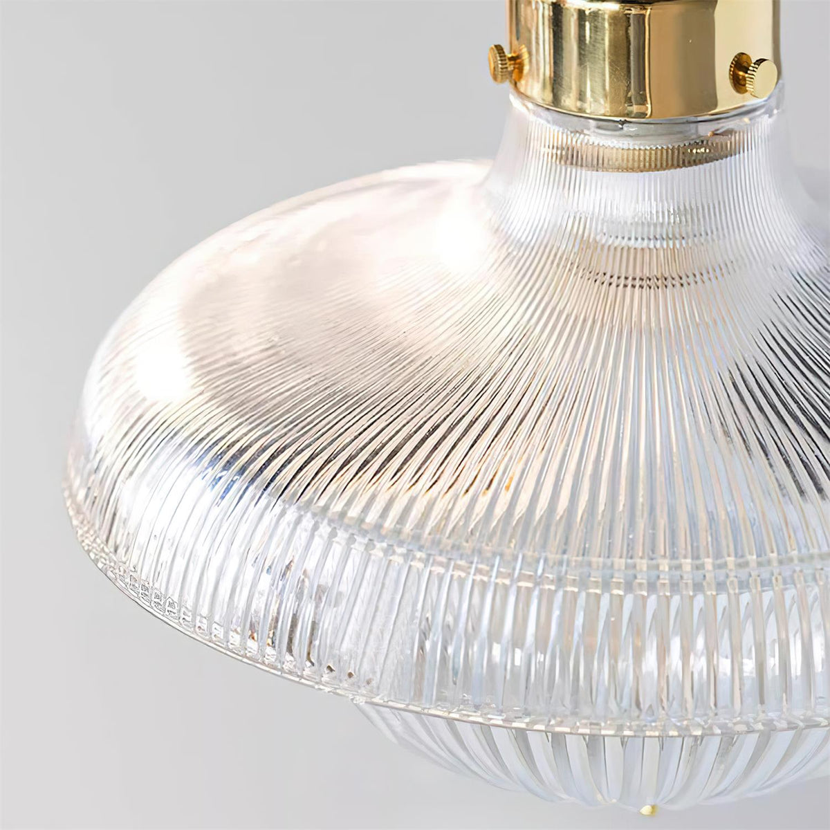 Norvela lámpara colgante de vidrio transparente con textura, florón de latón y estilo vintage