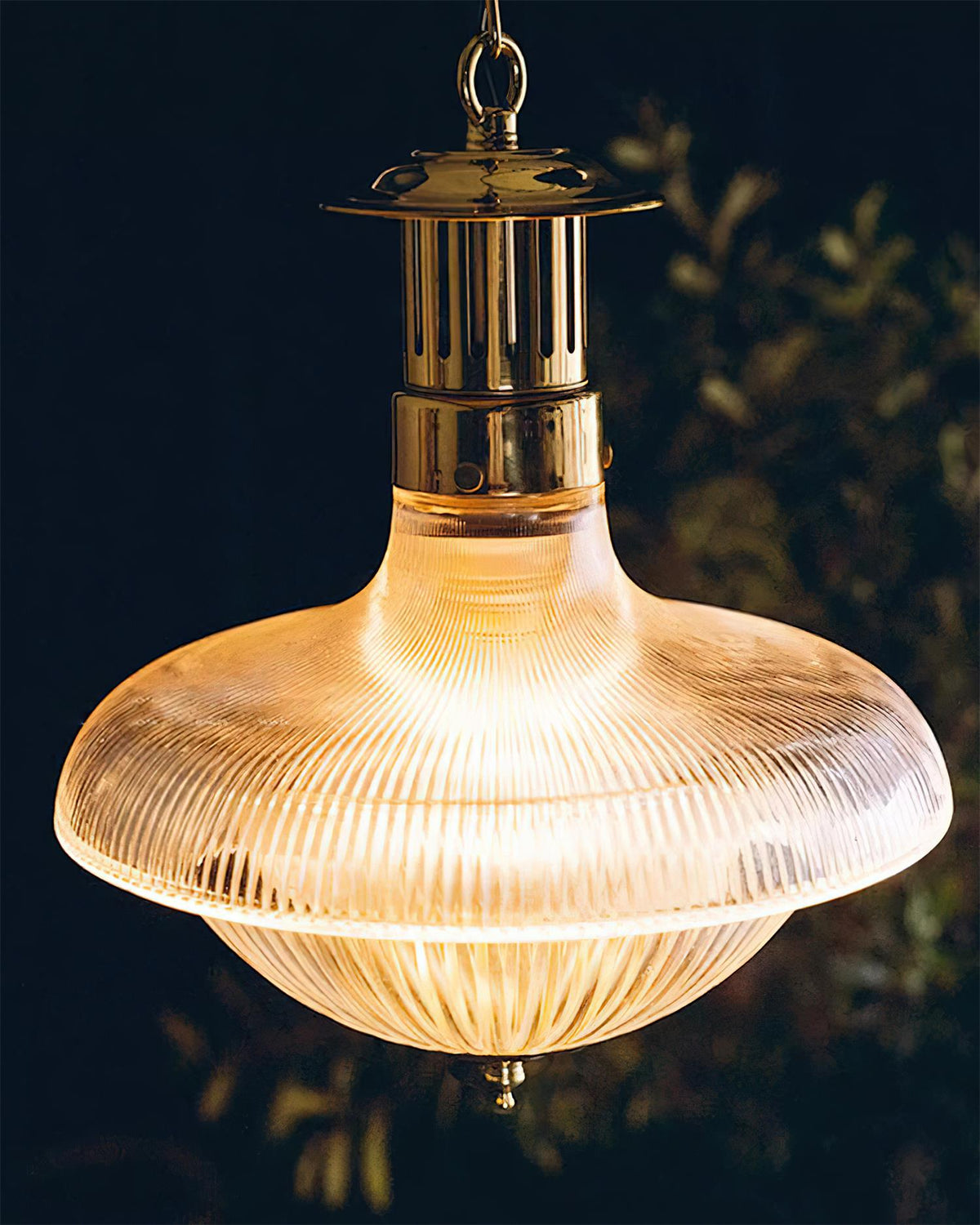 Norvela lámpara colgante de vidrio transparente con textura, florón de latón y estilo vintage